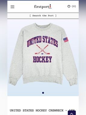 Firstport UNITED STATES HOCKEY CREWNECK - ASH